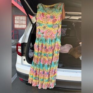 Bila Vibrant Floral Maxi Dress - Pink, Yellow, Blue